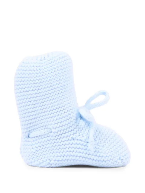 Martin Aranda garter-stitch bow-detail crib shoes