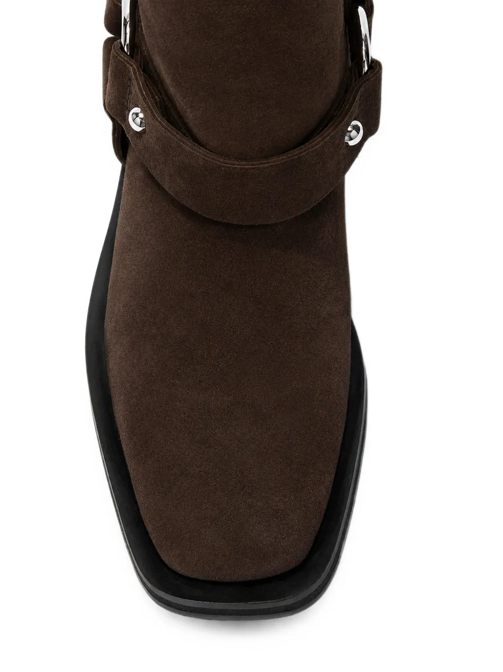 GANNI mid-shaft biker boots in brown suede Bruin