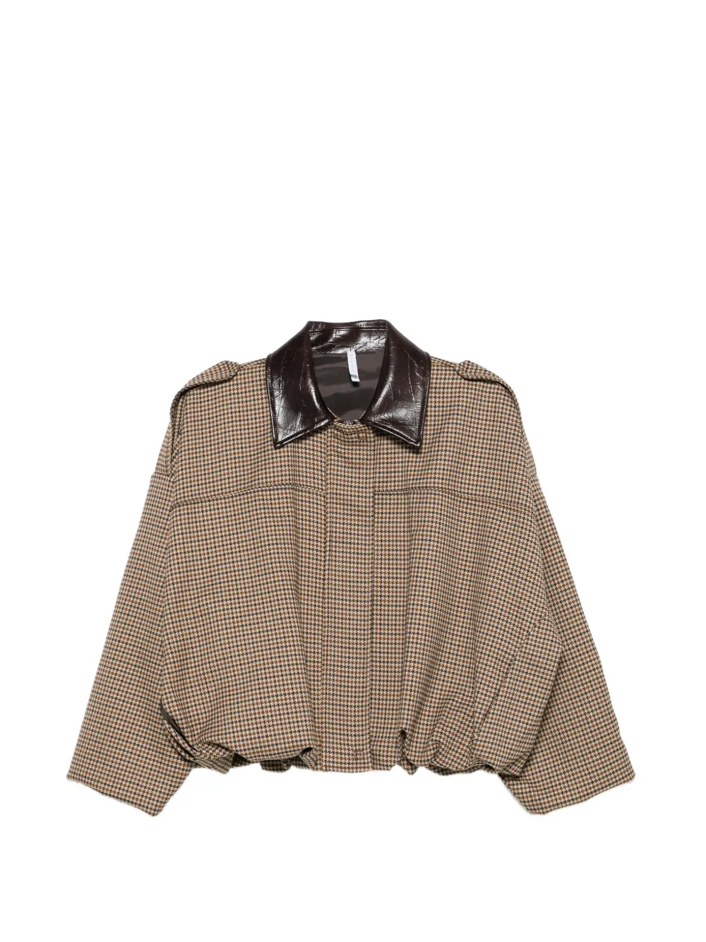 IMPERIAL houndstooth-pattern contrast-collar jacket - Marrone