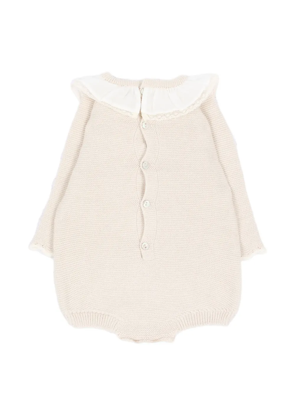 Martin Aranda ruffled bow-detail knitted bodysuit Beige