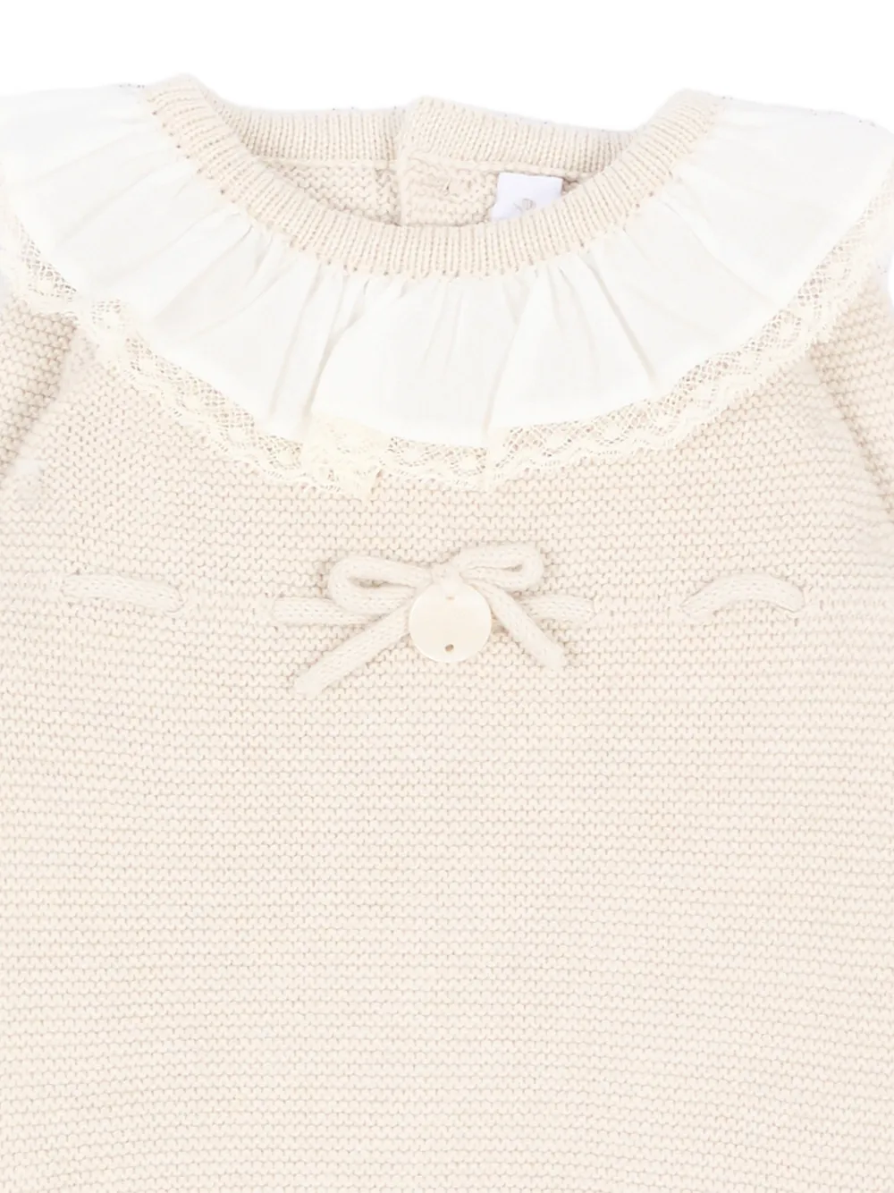 Martin Aranda ruffled bow-detail knitted bodysuit Beige