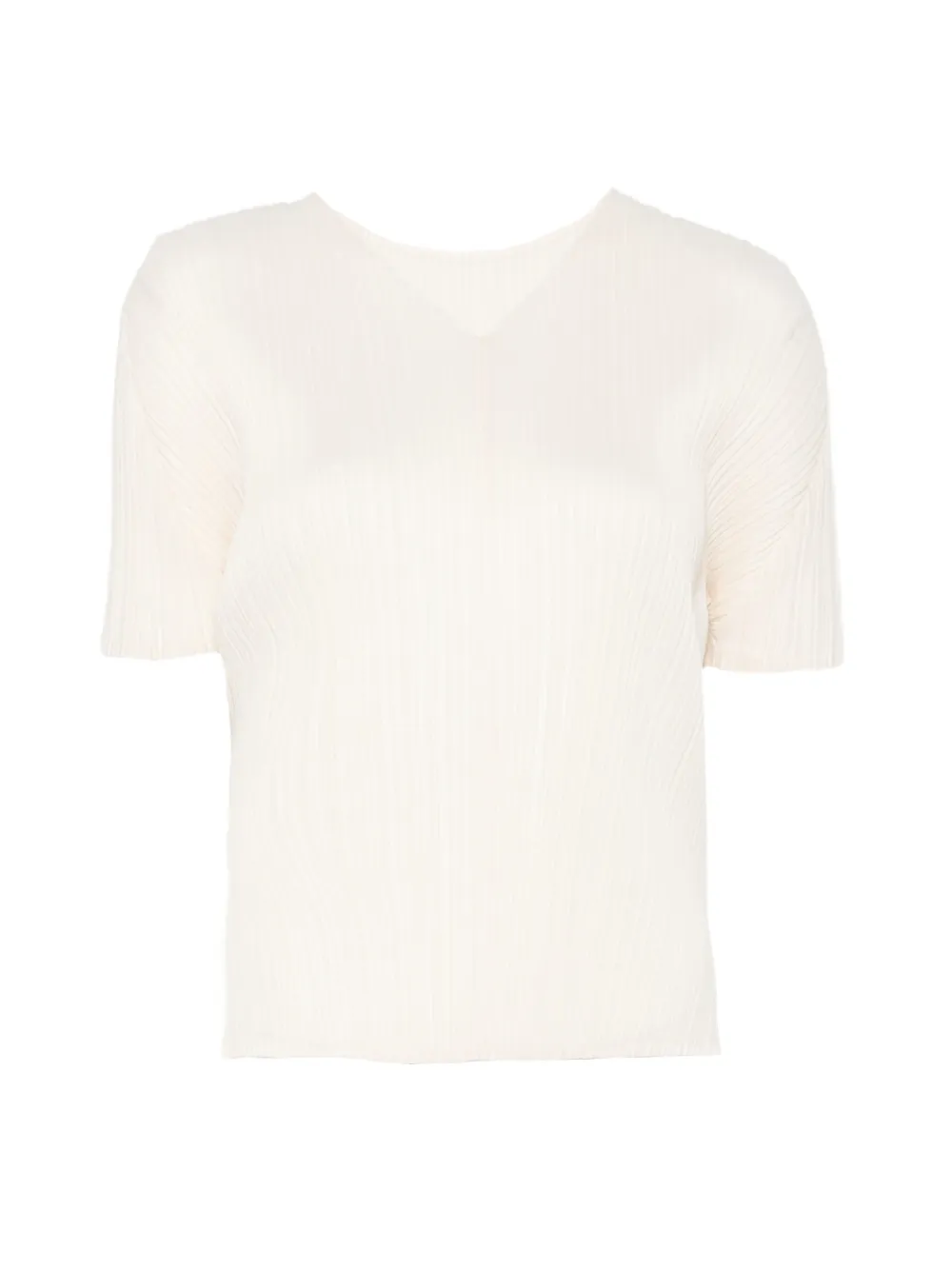 Pleats Please Issey Miyake pleated V-neck T-shirt · OS