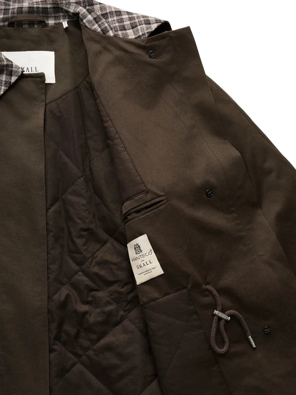 Skall Studio drawstring-waist checked-collar jacket Bruin