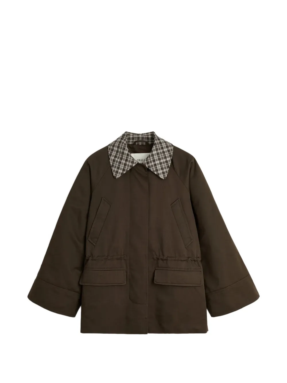 Skall Studio drawstring-waist checked-collar jacket - Marron
