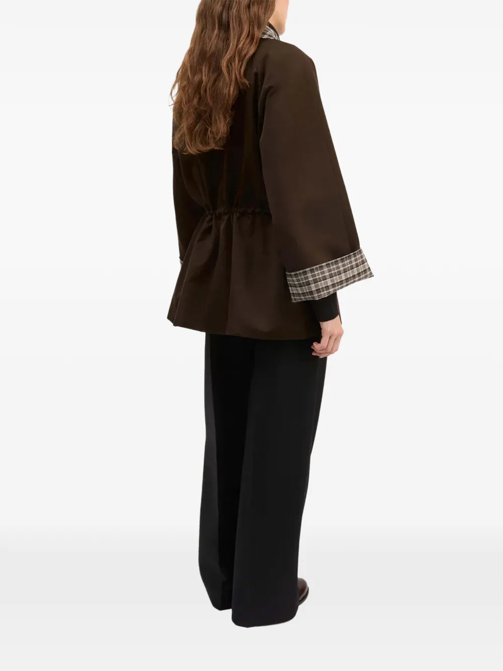Skall Studio drawstring-waist checked-collar jacket Bruin
