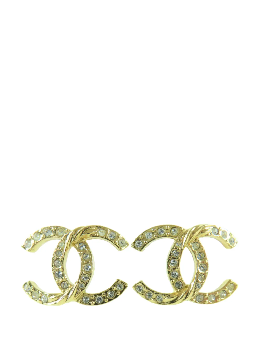 CHANEL Pre-Owned 2024 CC Gold Plated Strass Push Back Earrings costume earrings - Oro