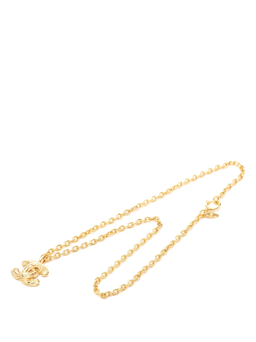 CHANEL Pre-Owned 1970-1980 CC Gold Plated Quilted Pendant Necklace costume necklace - Oro