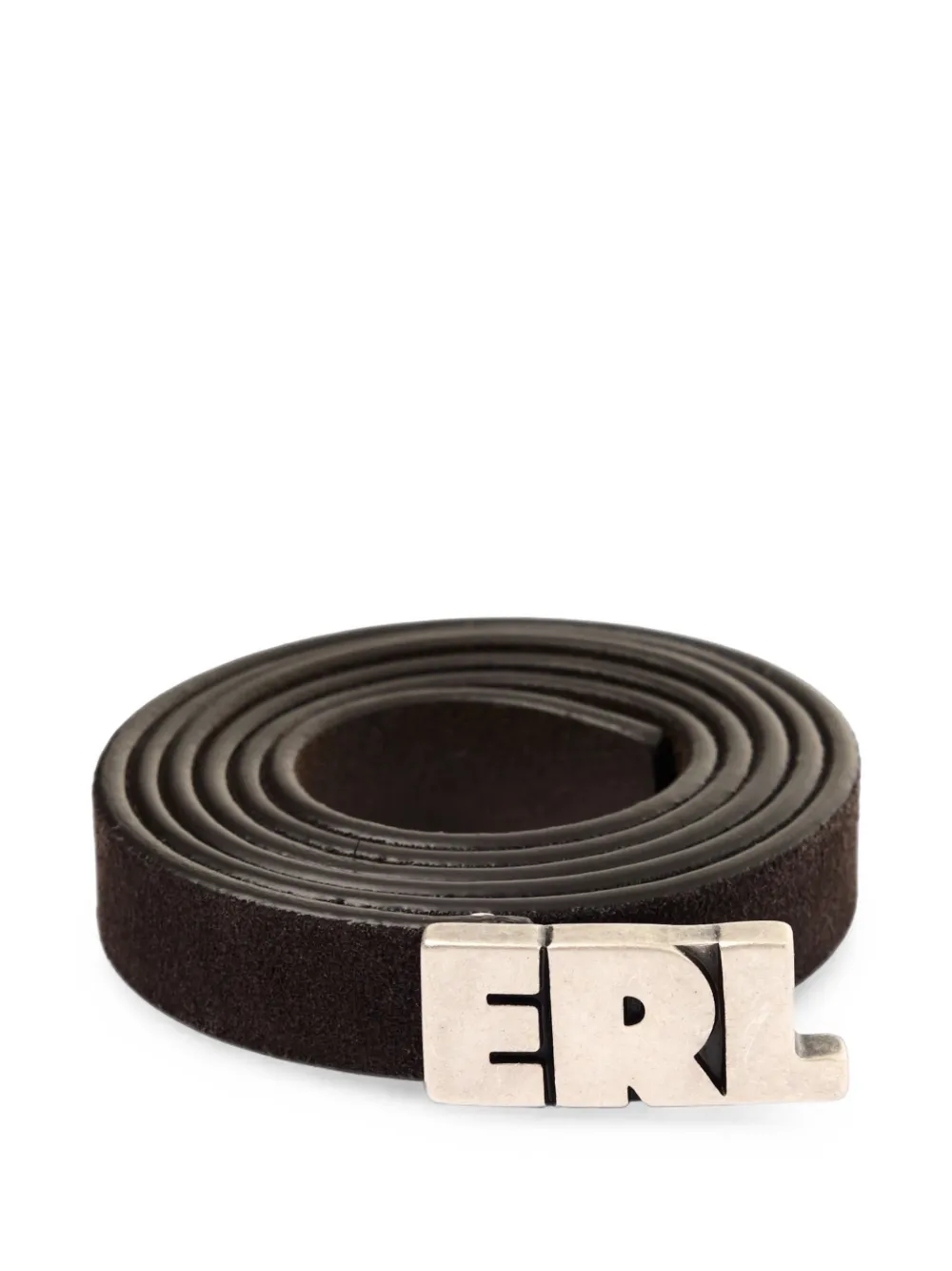ERL Gerafelde leren riem Zwart