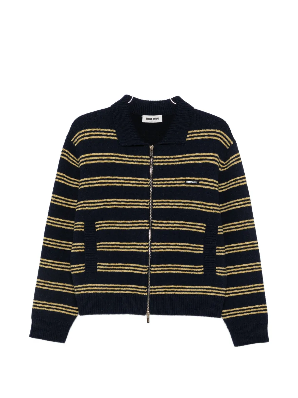 Miu Miu striped zip-up cardigan - Blu