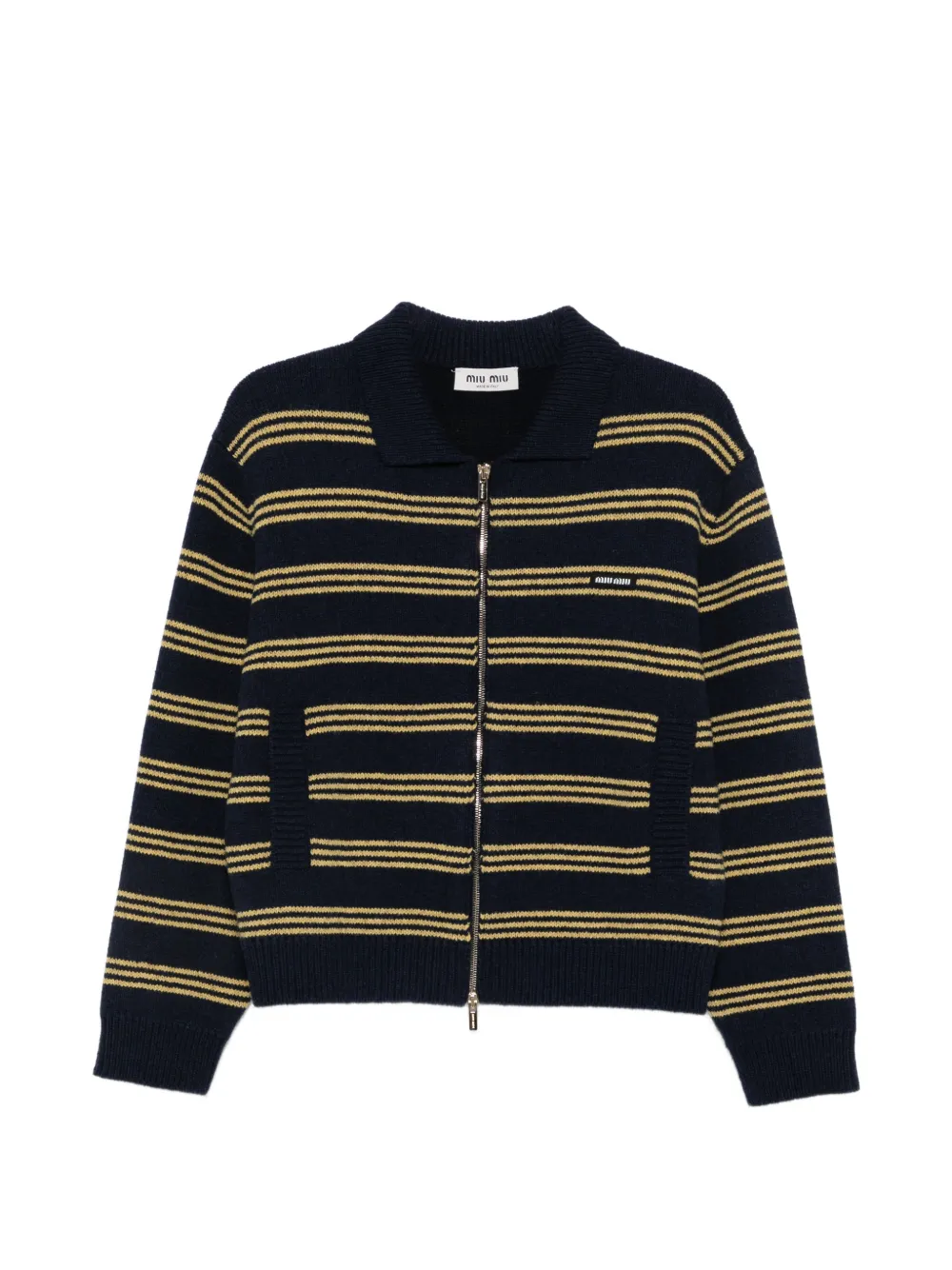Miu Miu striped zip-up cardigan - Blu