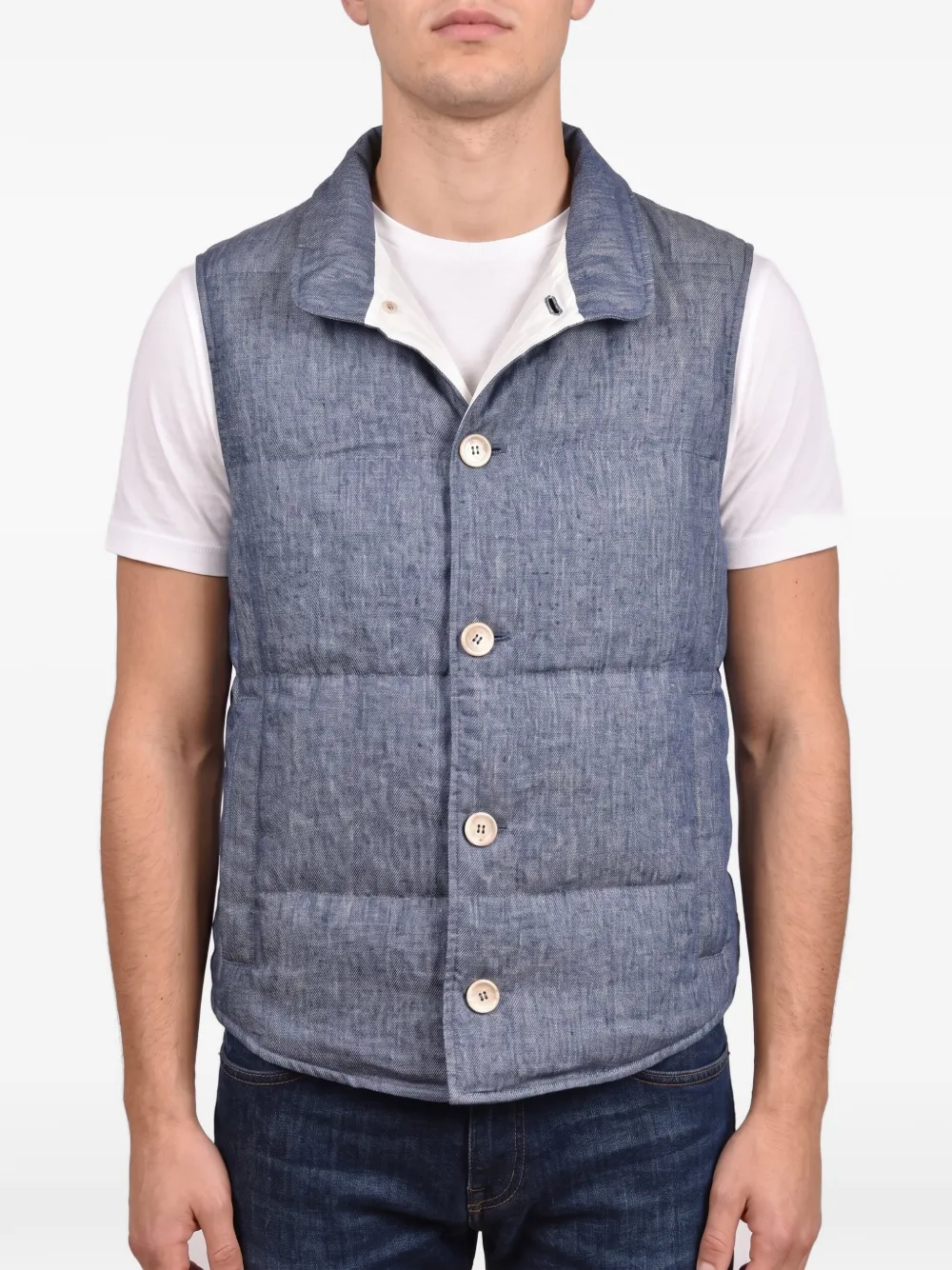Brunello Cucinelli quilted button-down vest - Blu