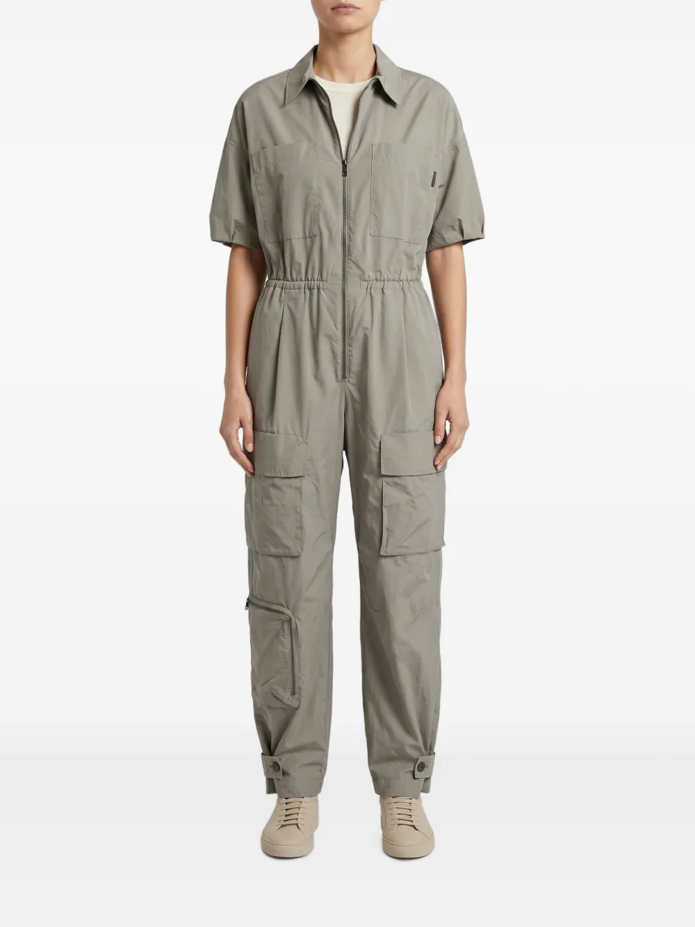 Brunello Cucinelli zip-up cargo jumpsuit - Verde