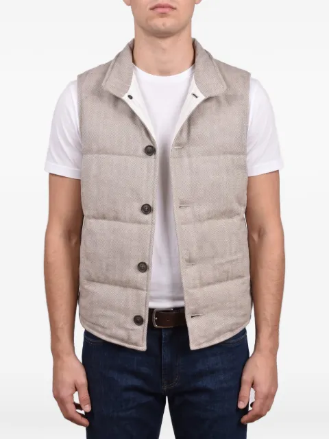 Brunello Cucinelli herringbone-pattern gilet