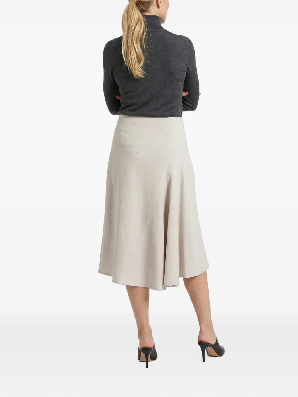Brunello Cucinelli Rok met A-lijn en diagonale naad Beige