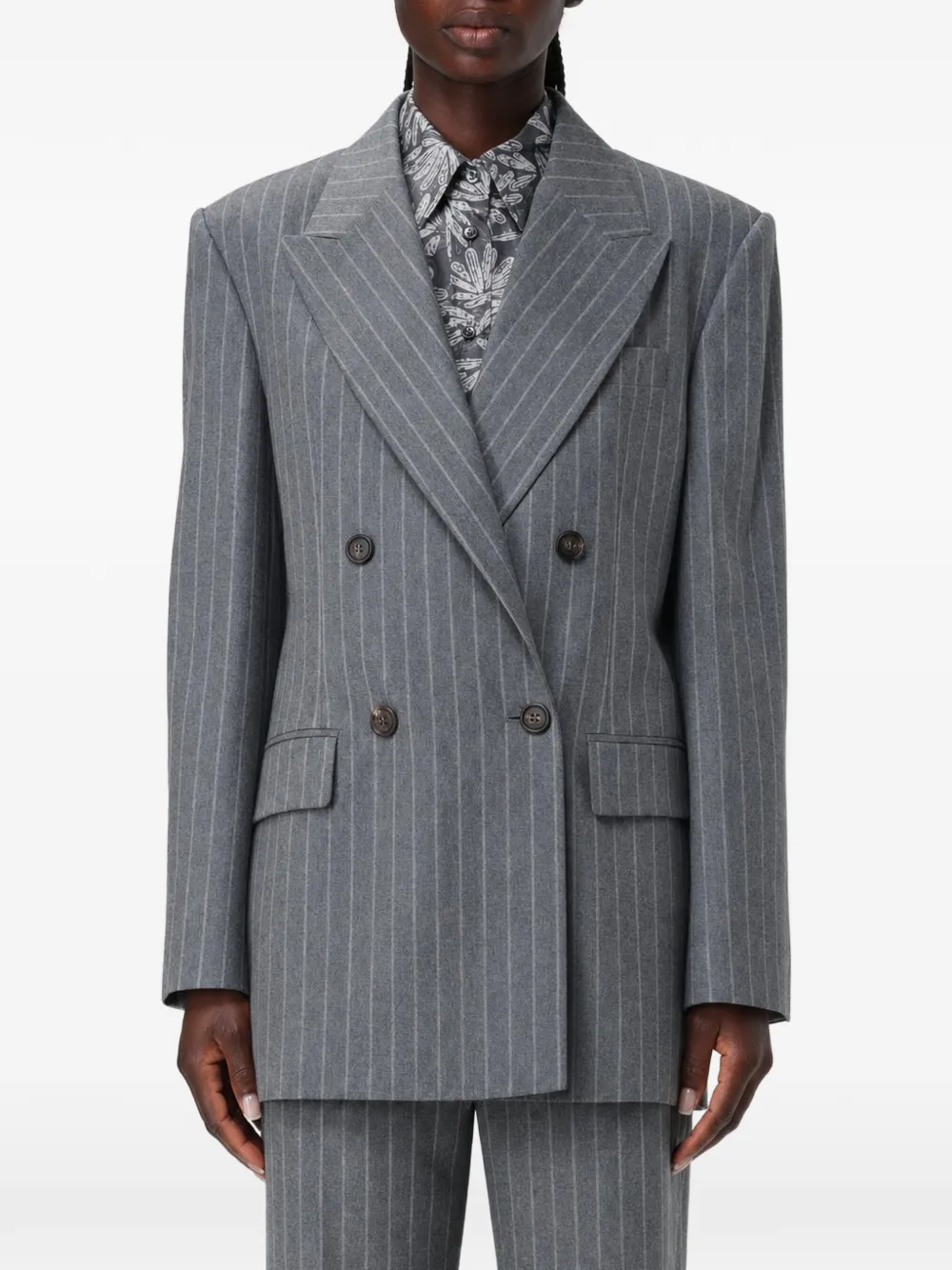 Brunello Cucinelli pinstripe double-breasted blazer Grijs