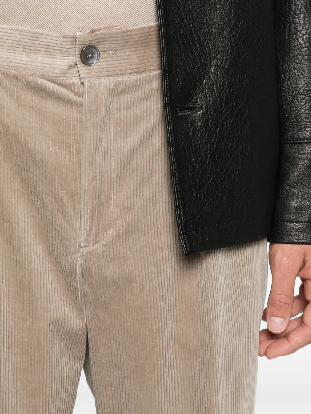 Profuomo Ribfluwelen plooibroek Beige