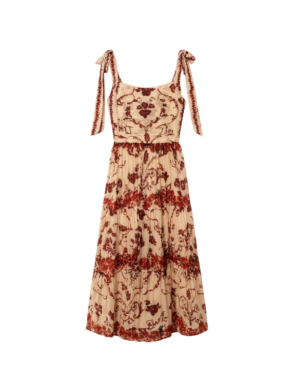 alice + olivia Haven floral-print midi dress Beige