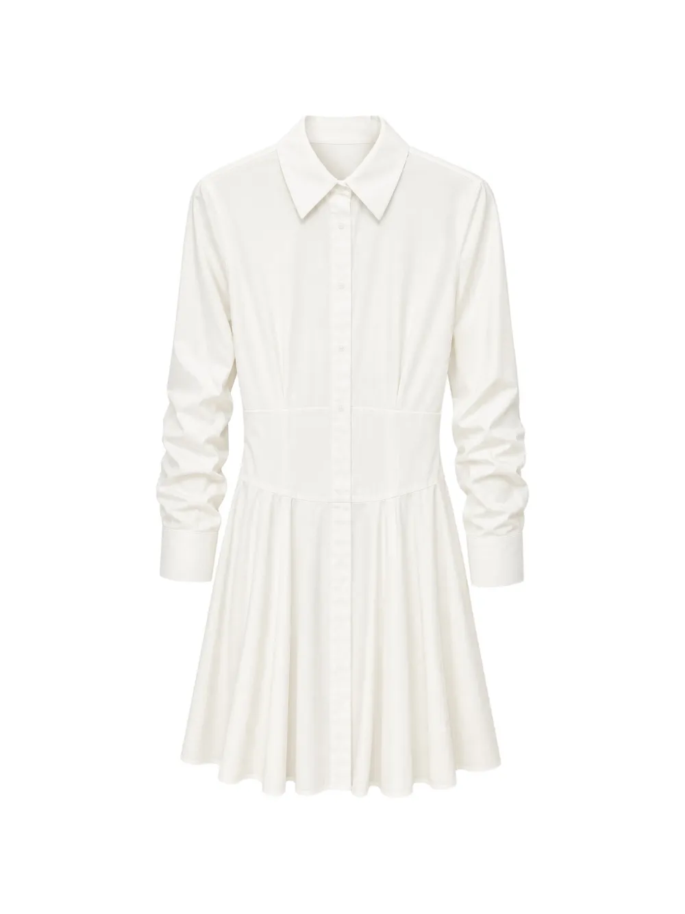 alice + olivia Edie pleated long-sleeve mini shirt dress