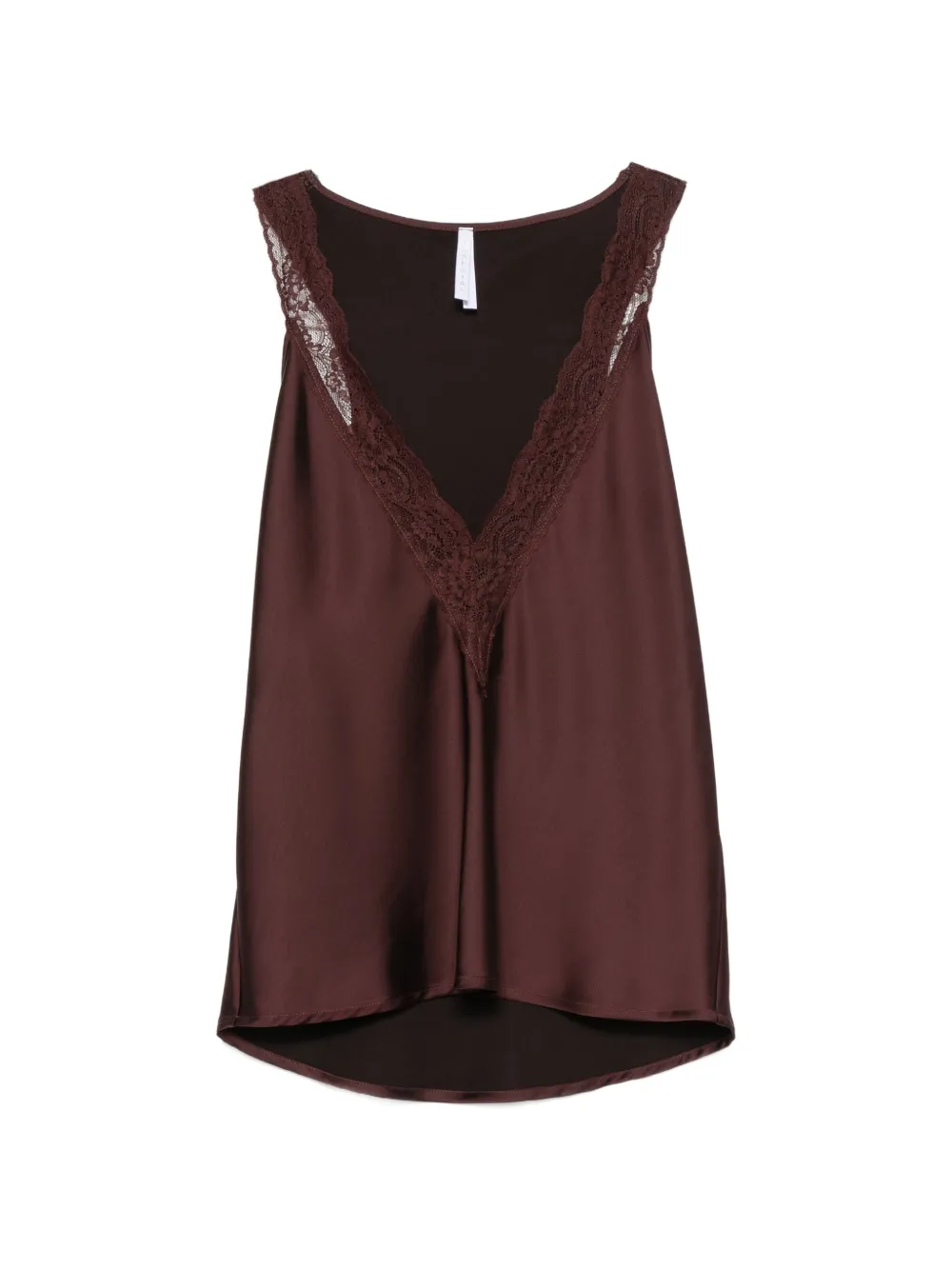 IMPERIAL lace-trim satin top - Rosso