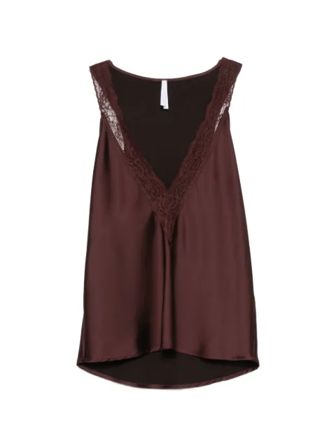 IMPERIAL lace-trim satin top