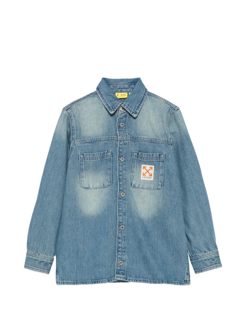 Off-White Kids Arrow-patch denim shirt Blauw