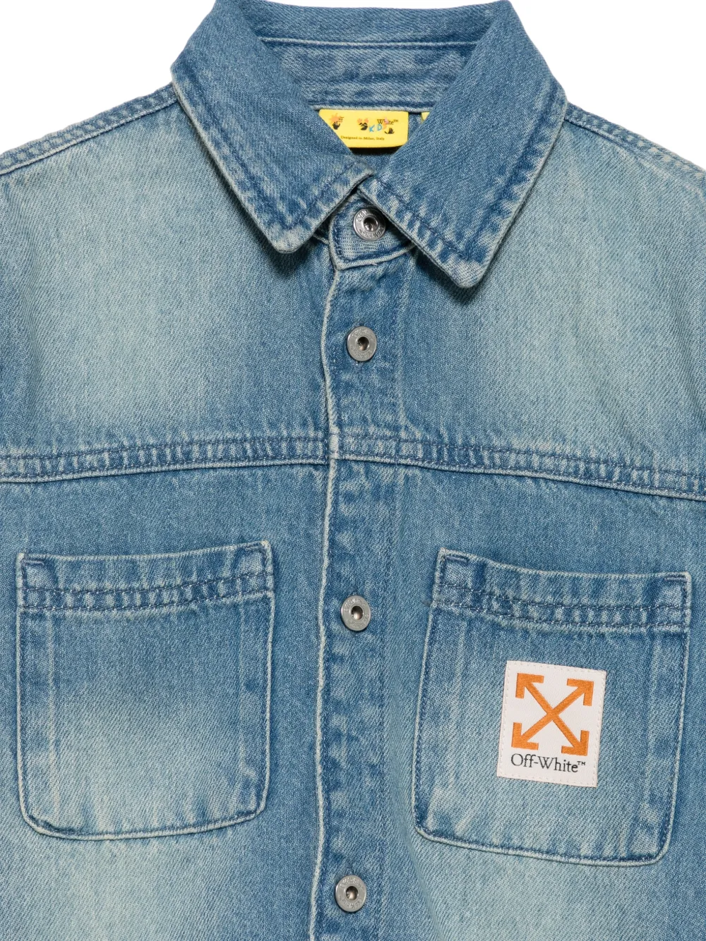 Off-White Kids Arrow-patch denim shirt Blauw