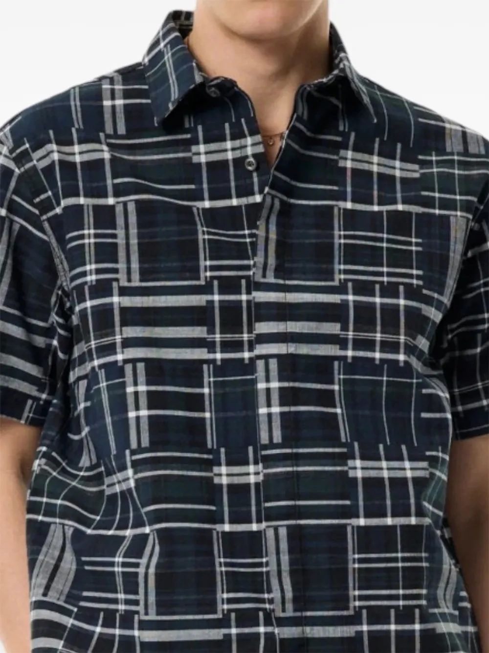 ERL Geruit shirt met korte mouwen Zwart