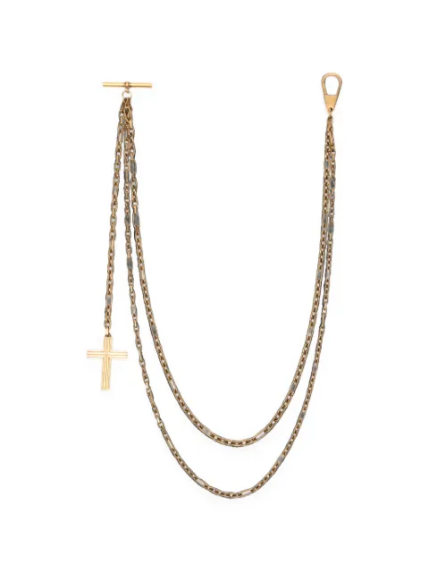 KHAITE cross-pendant layered-chain keyring