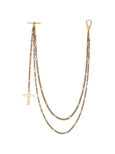 KHAITE cross-pendant layered-chain keyring