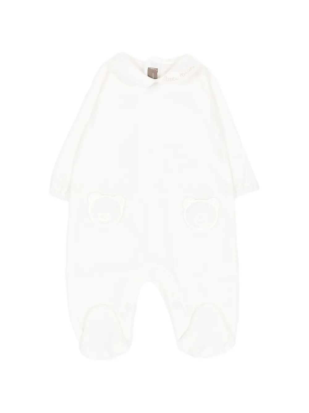 Little Bear bear-patch peter pan collar pajamas - Bianco