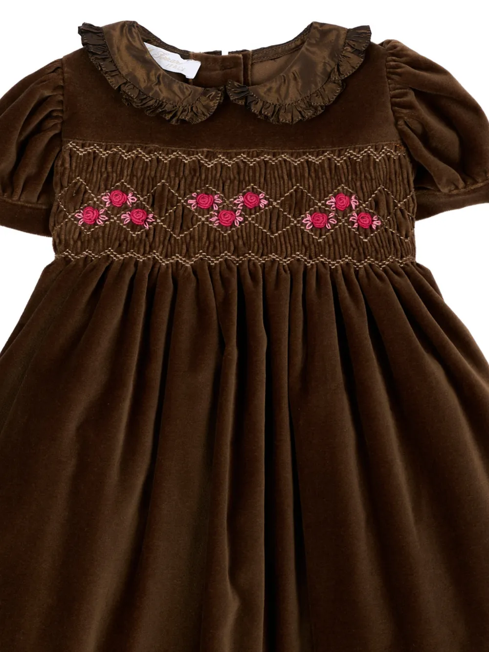 Mariella Ferrari smocked floral-embroidered dress Bruin