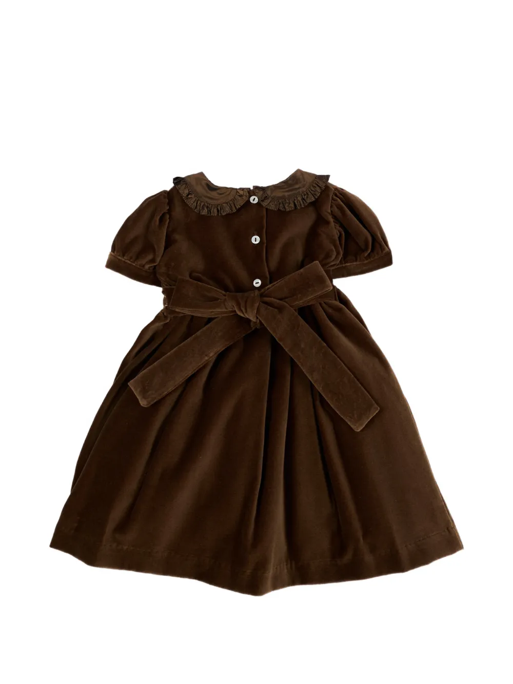 Mariella Ferrari smocked floral-embroidered dress Bruin