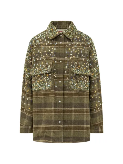 Space Cowboy in Tartan Shirt crystal-embellished checked shirt