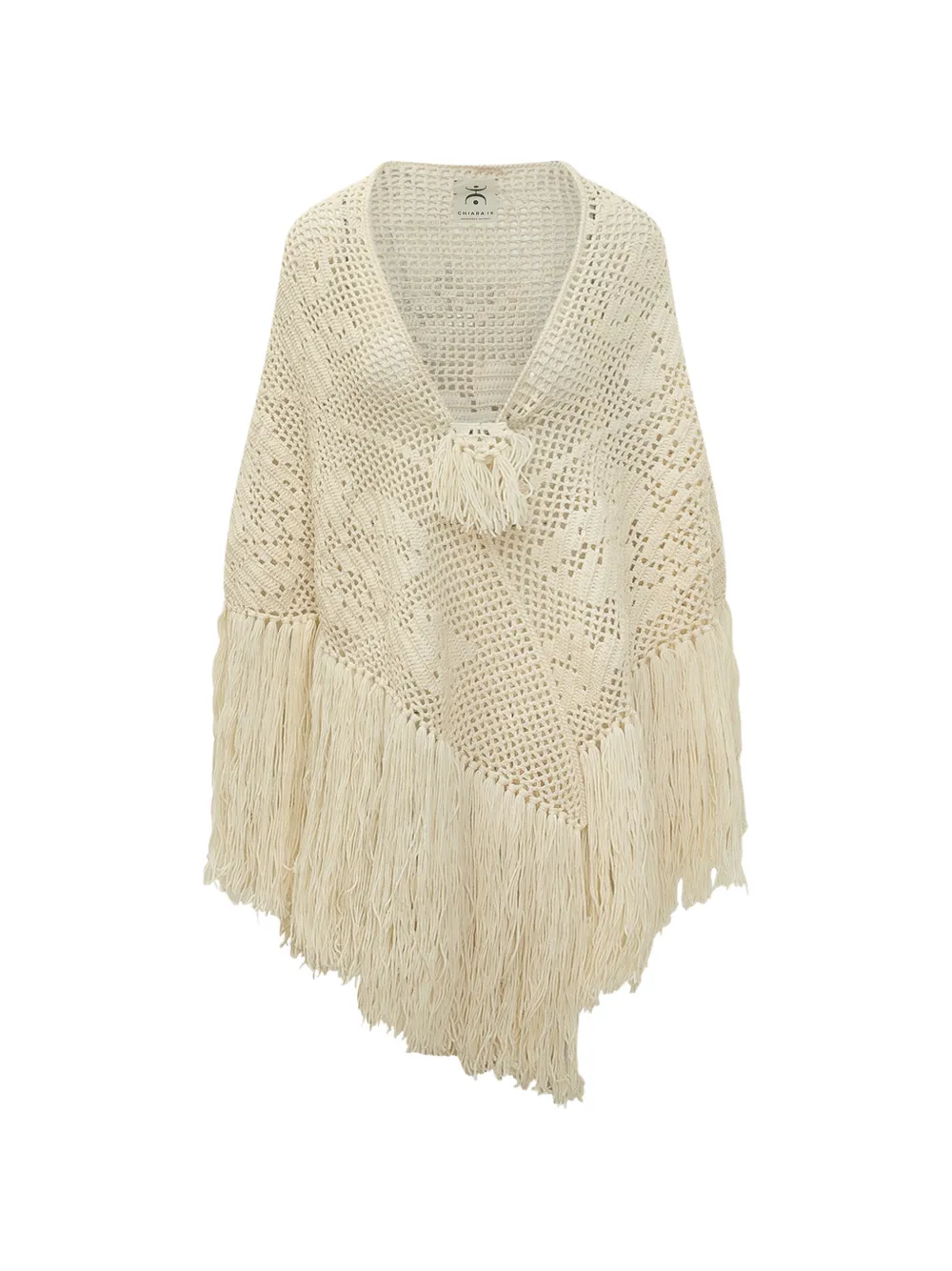 Chiara Is Peonia Crochet-knit Wool Shawl In White
