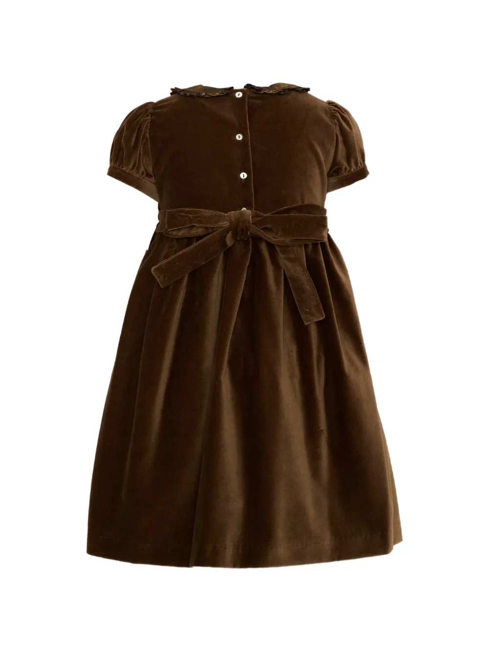 Mariella Ferrari smocked floral-embroidered dress Bruin