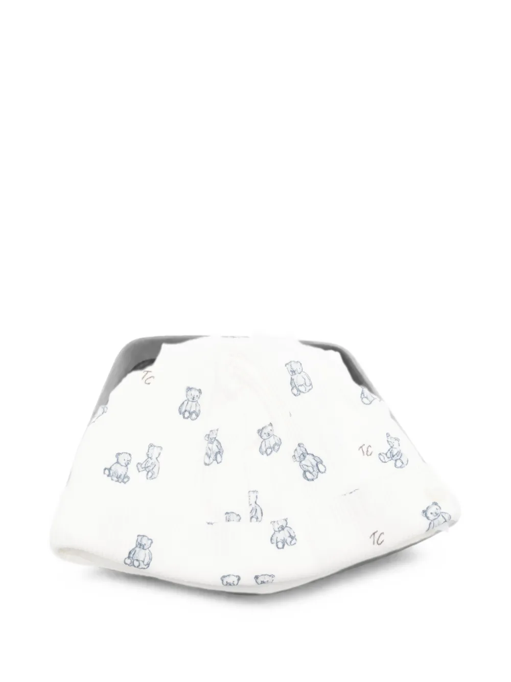 Tartine Et Chocolat teddy-bear print ribbed beanie hat - Bianco