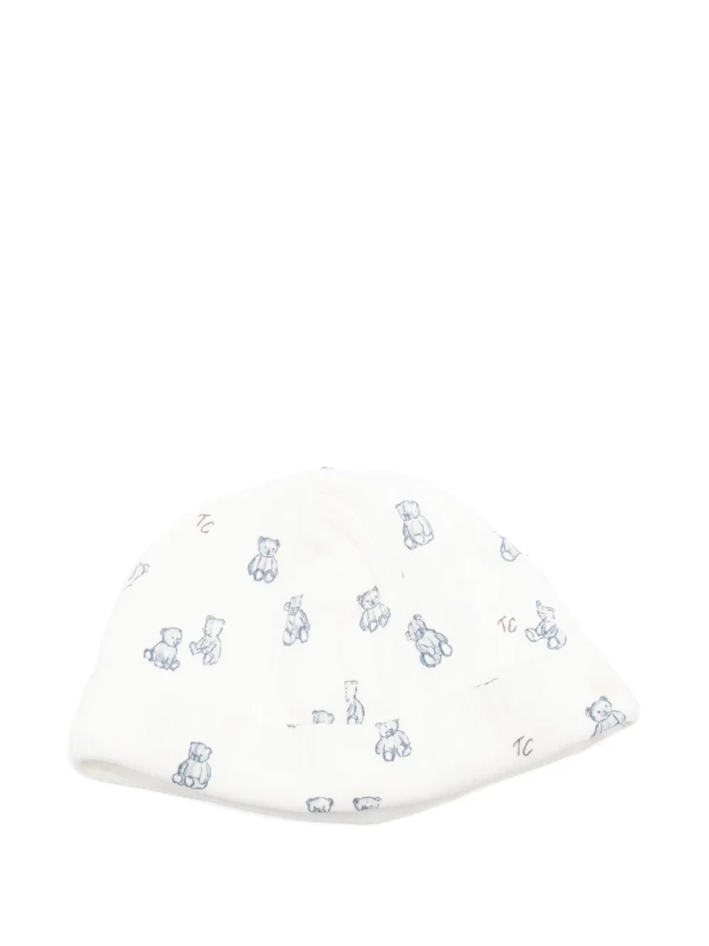 Tartine Et Chocolat teddy-bear print ribbed beanie hat - Bianco