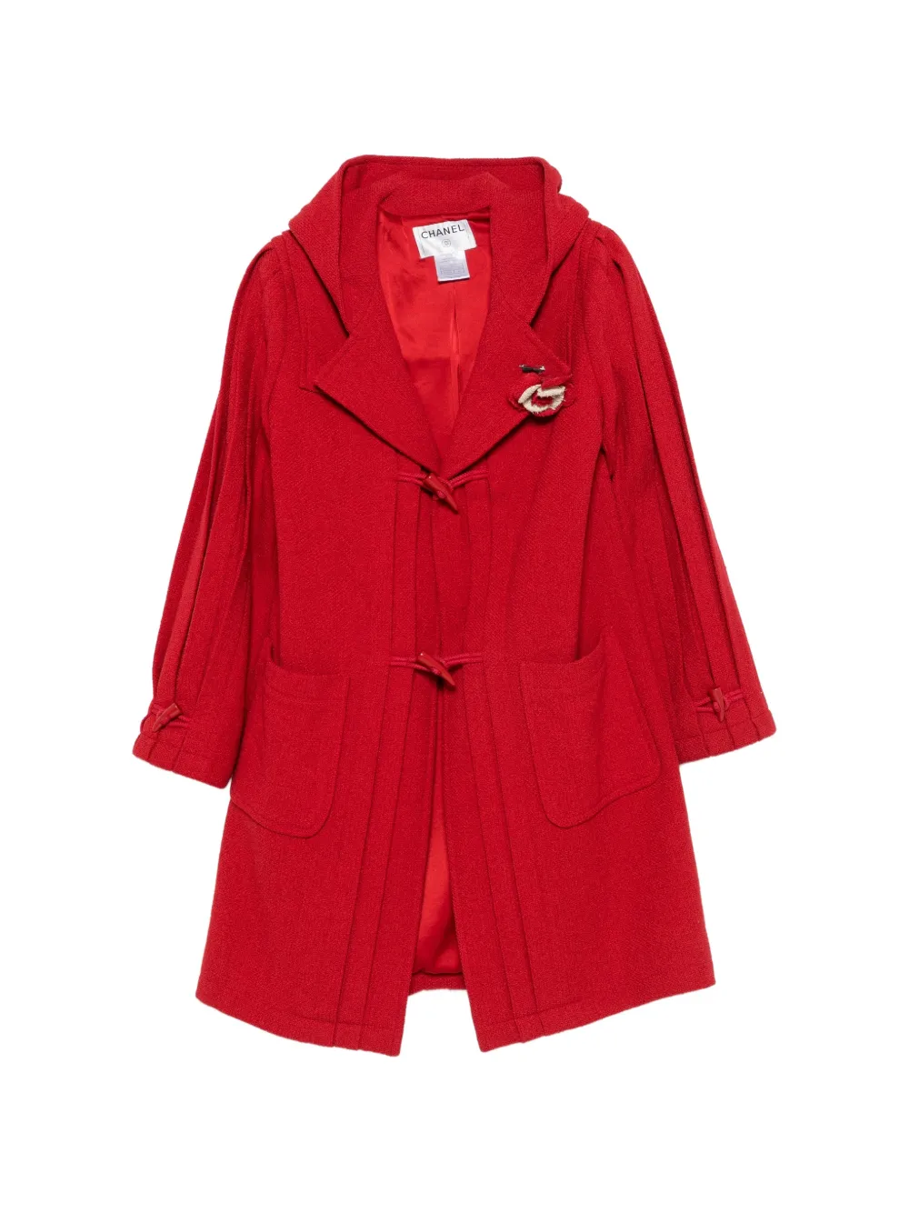 CHANEL Pre-Owned 2006 toggle-fastening hooded coat - Rosso