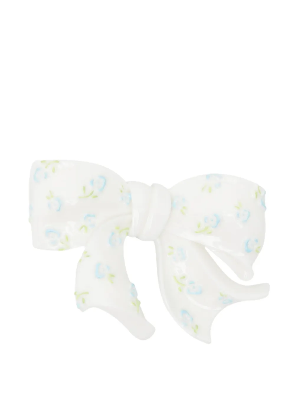 SHUSHU/TONG Geprägte Schleifen-Haarspange mit Blumenprint - Weiß