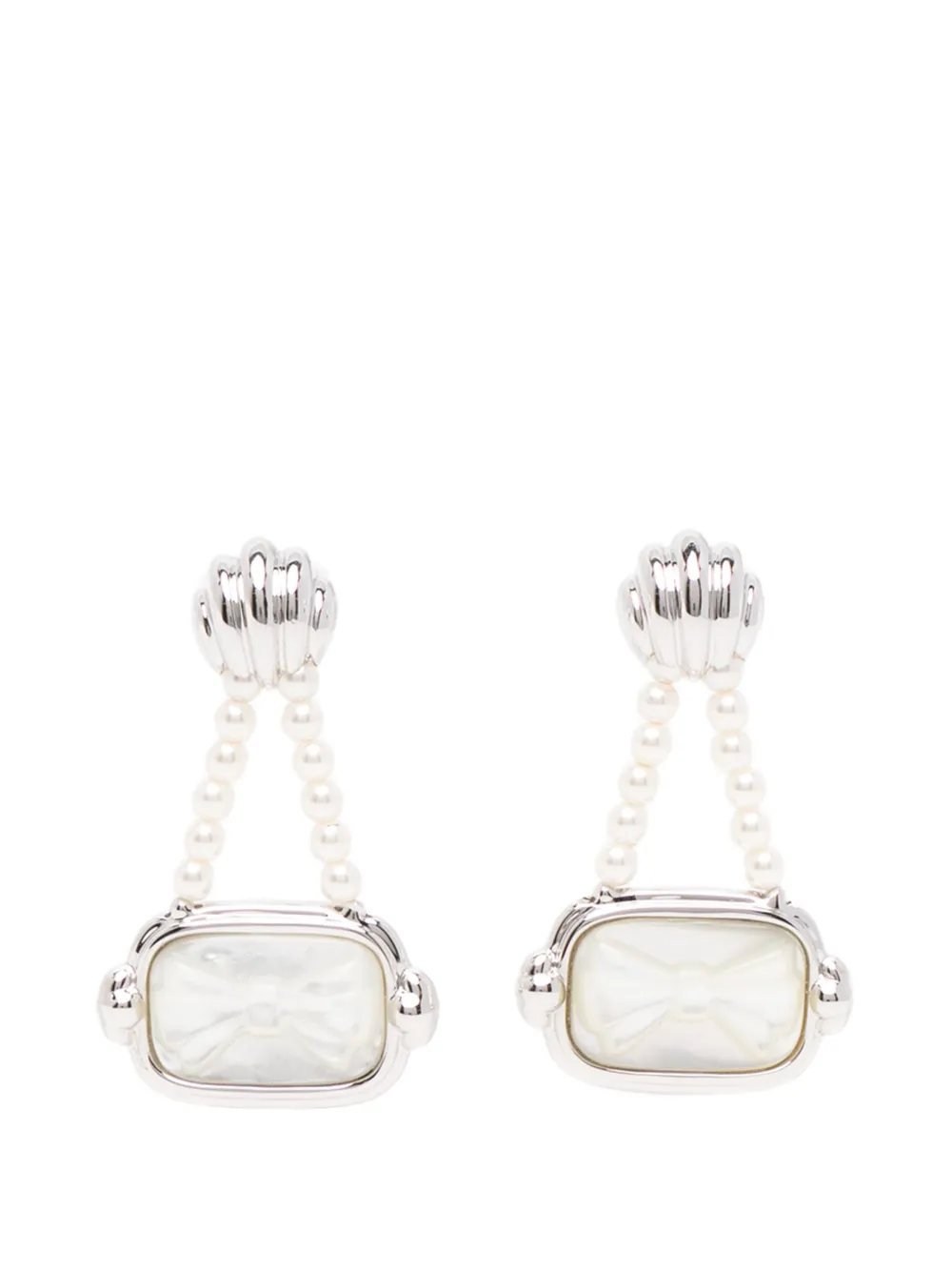 SHUSHU/TONG boucles d’oreilles pendantes à motif nœud et perles artificielles - Argent SHUSHU/TONG boucles d’oreilles pendantes à motif nœud et perles artificielles - Argent