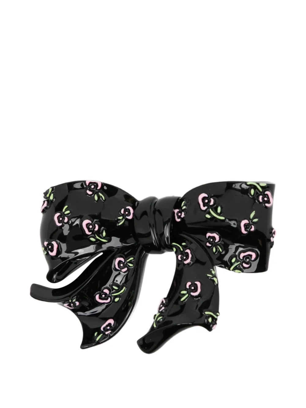 SHUSHU/TONG Geprägte Schleifen-Haarspange mit Blumenprint - Schwarz