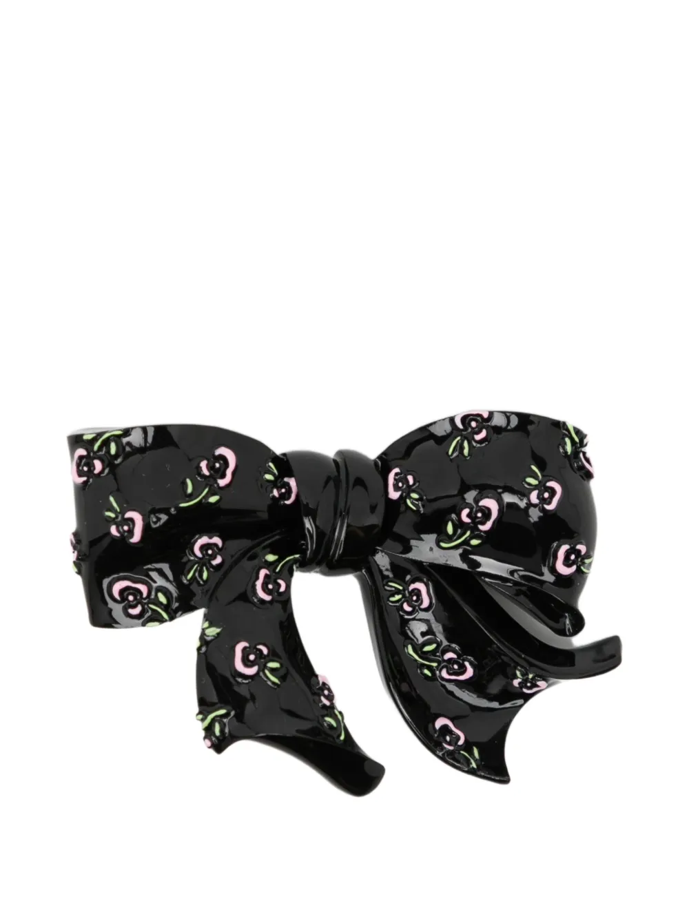 SHUSHU/TONG Geprägte Schleifen-Haarspange mit Blumenprint - Schwarz