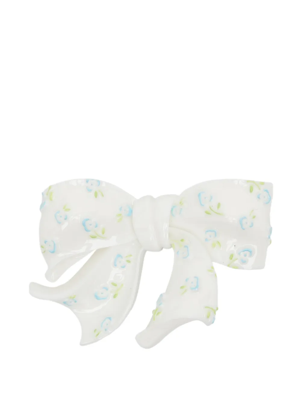 SHUSHU/TONG Geprägte Schleifen-Haarspange mit Blumenprint - Weiß