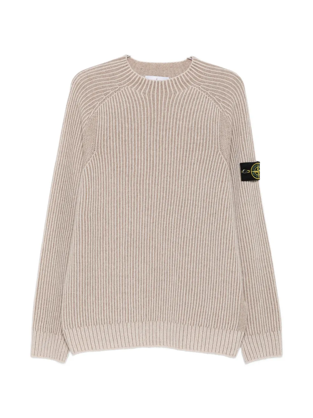 Stone Island ribbed-knit logo-patch sweater - Toni neutri