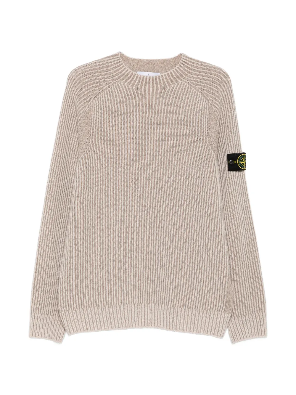 Stone Island ribbed-knit logo-patch sweater - Toni neutri