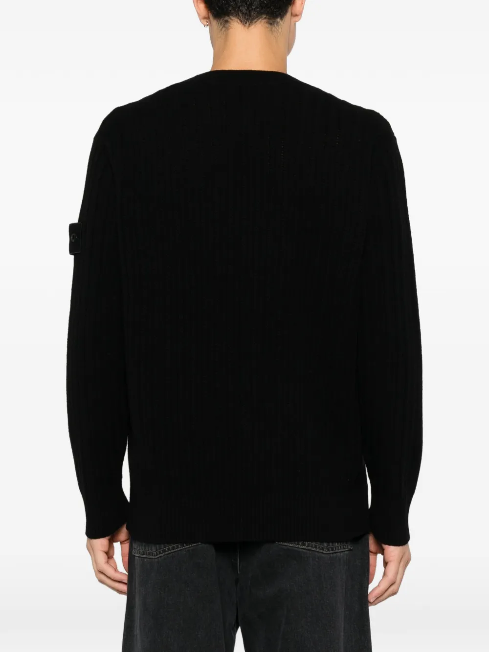 Stone Island Geribbelde trui met logopatch Zwart