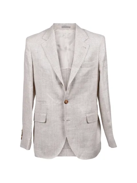 Brunello Cucinelli traje con botones y motivo de cuadros