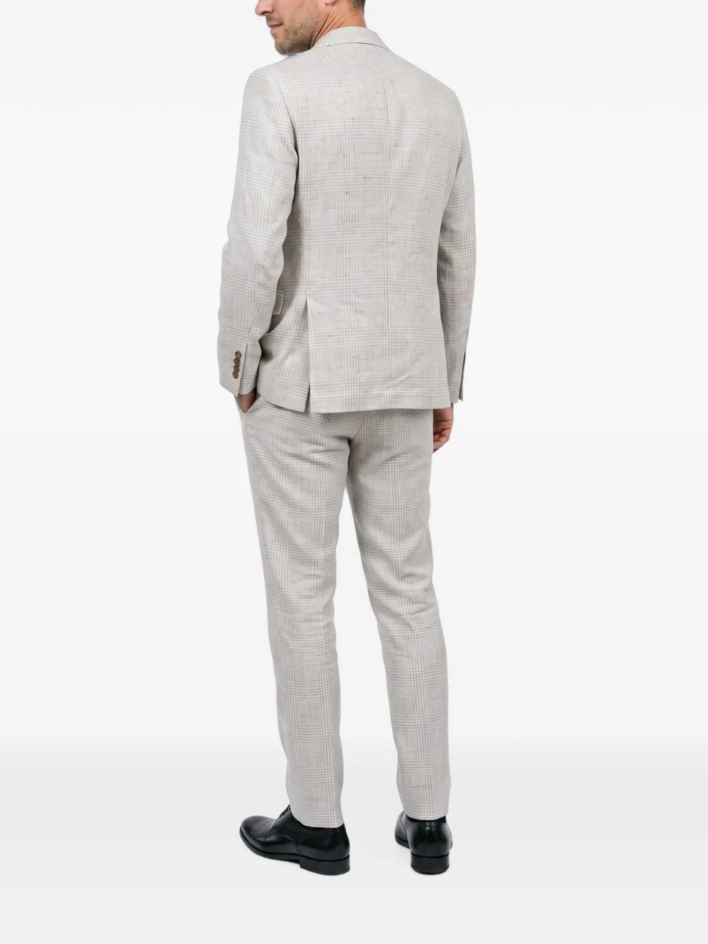Brunello Cucinelli checked linen-blend suit Beige