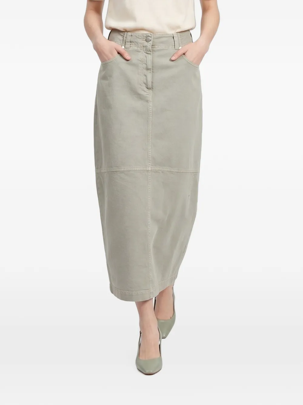 Brunello Cucinelli midi seam-detail maxi skirt · 42