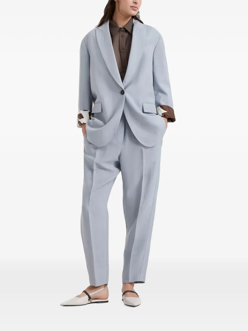 Brunello Cucinelli Pak met enkele rij knopen Blauw